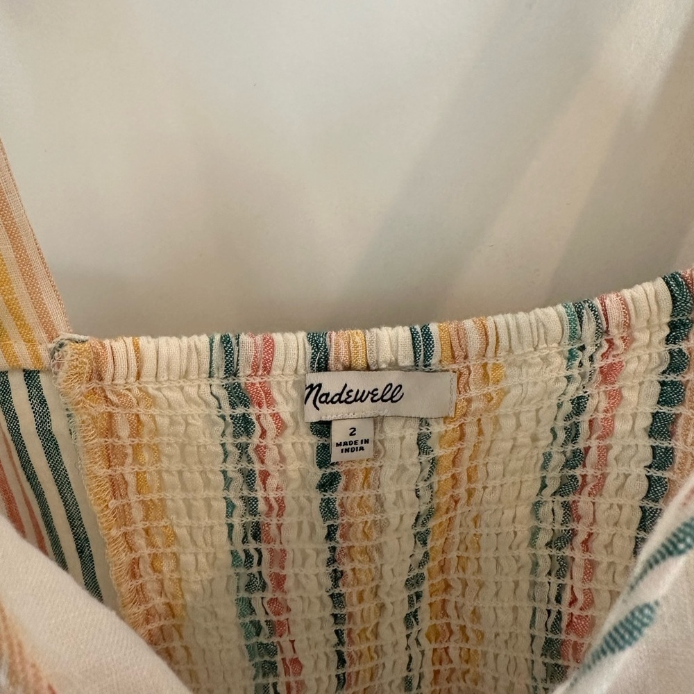 Madewell 100% Linen Button Front Midi Dress | Stripe | Size 2 | Like New - Picture 8 of 8